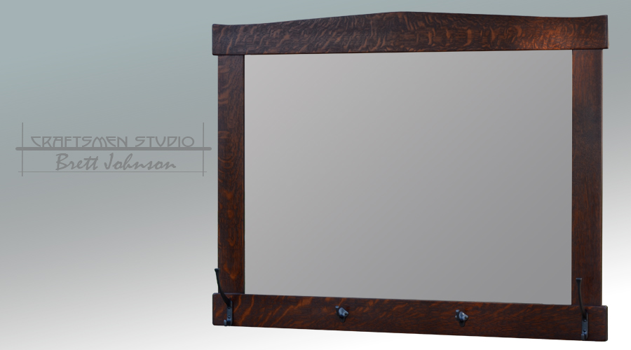 Stickley Reproduction Hall Mirror With Coat Hooks