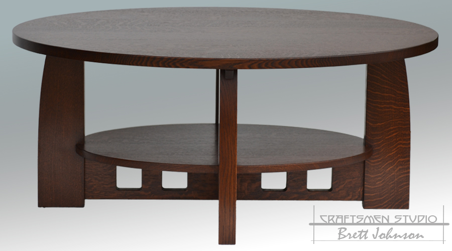 Handcrafted Glendale craftsman style coffee table demonstrating Limbert inspired Dutch Arts and Crafts design
