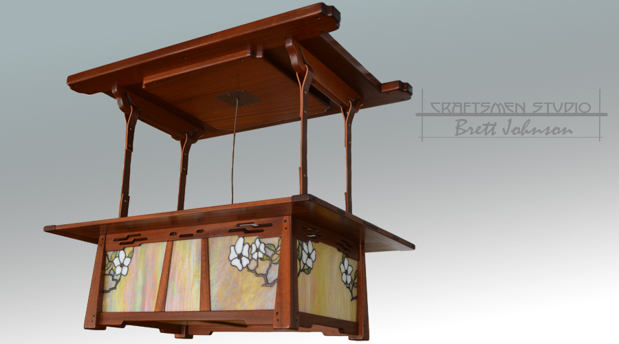 La - Jolla - Arts and Crafts style Chandelier Inspired By The Work of Greene and Greene.