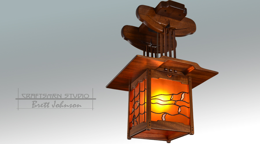 Santa Monica Pendant – handcrafted Greene and Greene reproduction lighting inspired by the Blacker House staircase lantern – Craftsmen Studio